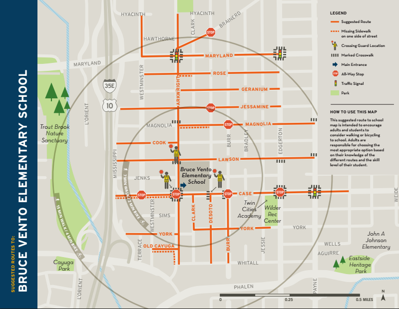 Bruce Vento Elementary Safe Routes to School map 